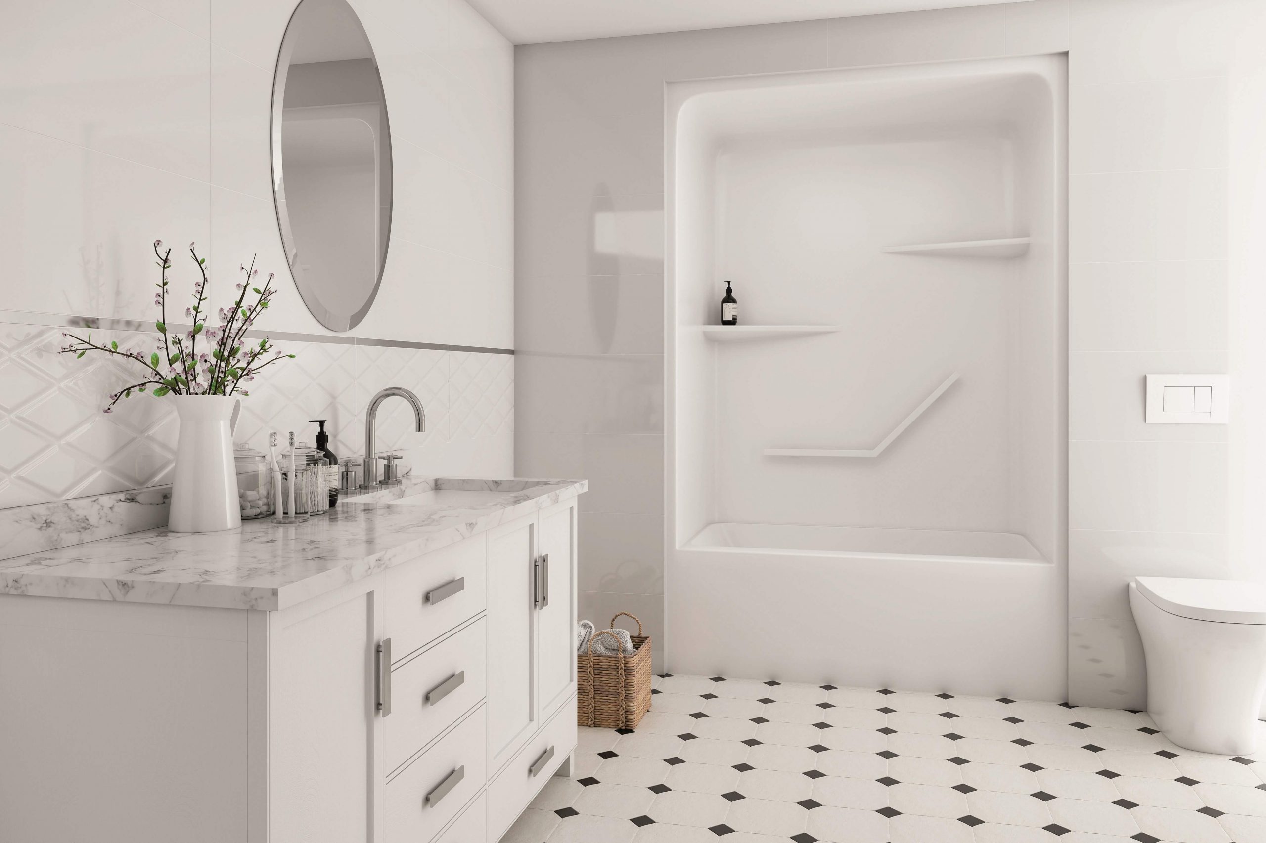 Hampton One Piece Tub Shower | Mirolin