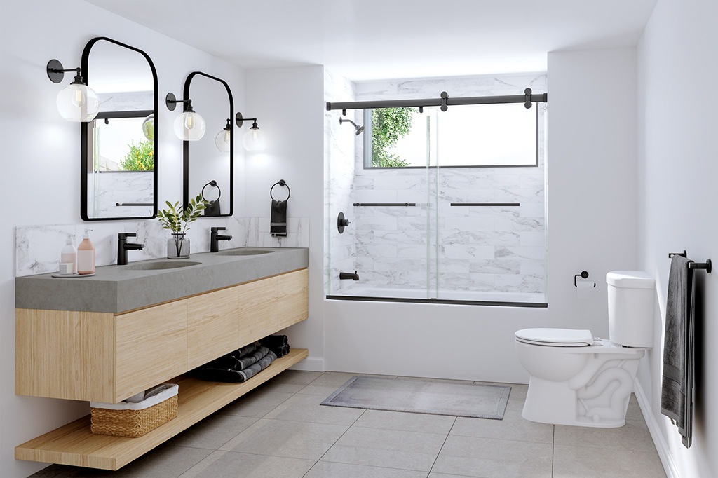 Exploria Hybrid Sliding Tub Shower Door 56″-60″ | Mirolin